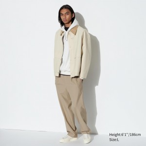 Beige Uniqlo Pleated Wide Leg Trousers | CIYBS-9538