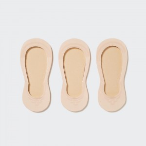 Beige Uniqlo Sheer Invisible No Show Socks Three Pairs | IUBYL-9310
