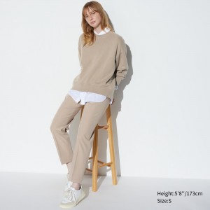 Beige Uniqlo Smart Ankle Length Trousers Long | EUHRZ-4908