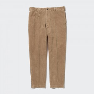Beige Uniqlo Smart Corduroy Ankle Length Trousers | GESAX-1982