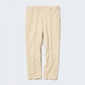 Beige Uniqlo Smart Corduroy Ankle Length Trousers | EYHSU-3068