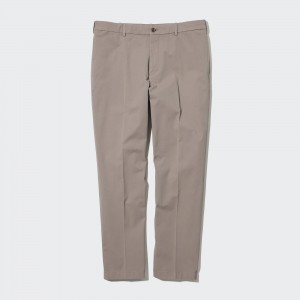 Beige Uniqlo Smart Cotton Ankle Length Trousers Long | KEHFL-4135