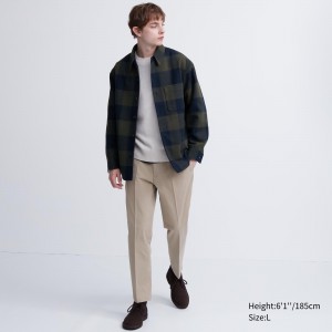 Beige Uniqlo Smart Cotton Like Ankle Length Trousers | SITEO-5031