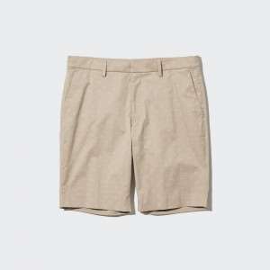 Beige Uniqlo Stretch Slim Fit Shorts | YCOPF-4065