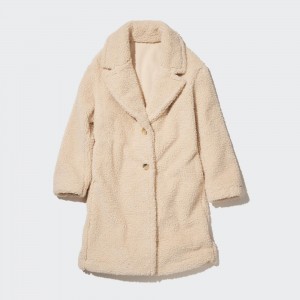 Beige Uniqlo Windproof Outer Fleece Tailored Coat | USLVJ-3672