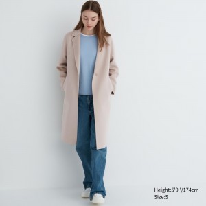 Beige Uniqlo Wool Blend Long Coat | LCORS-9062