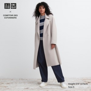 Beige Uniqlo Wool Blend Wrap Coat | PHSJC-3968
