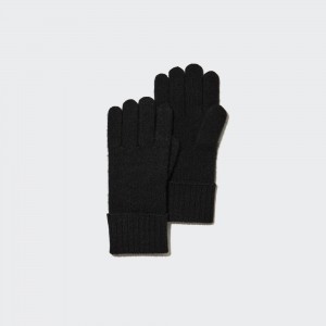 Black Uniqlo 100pct Cashmere Knitted Gloves | YREJG-5941