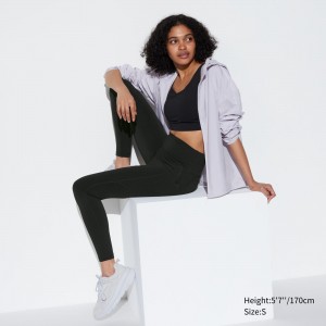 Black Uniqlo Airism Ultra Soft Leggings With Pockets | RVZOK-3752