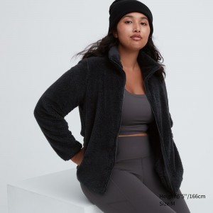 Black Uniqlo Fluffy Fleece Zipped Jacket | NOXTH-3624