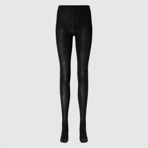 Black Uniqlo Heattech Glitter Knitted Thermal Tights | JCYNL-5074