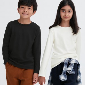 Black Uniqlo Heattech Ultra Warm Crew Neck Long Sleeved Thermal Top | ZBYLC-0627