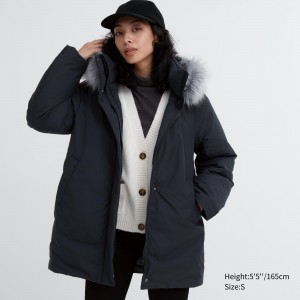 Black Uniqlo Hybrid Down Coat | WLGZQ-5329