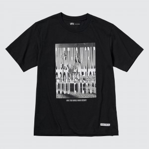 Black Uniqlo Peace For All Graphic T-Shirt Kosuke Kawamura | SOEDP-7216