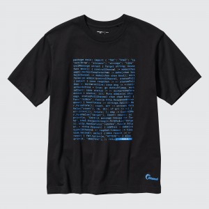 Black Uniqlo Peace For All Graphic T-Shirt Akamai Technologies | BQVXD-0453
