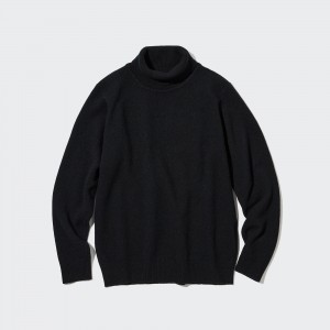 Black Uniqlo Premium Lambswool Turtleneck Jumper | KRSVX-7625