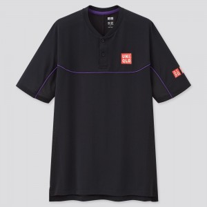Black Uniqlo Roger Federer Dry Ex Us 2021 Polo Shirt 2021 Season | RWZIV-7340
