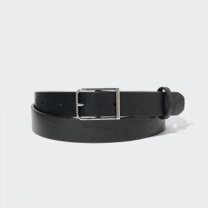 Black Uniqlo Rounded Square Buckle Belt | AWSJN-9216