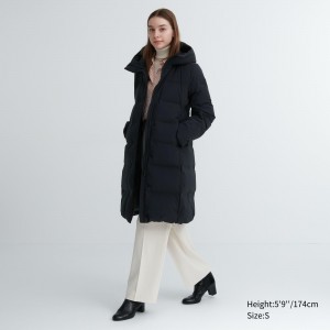 Black Uniqlo Seamless Down Long Coat | ERTHI-9208
