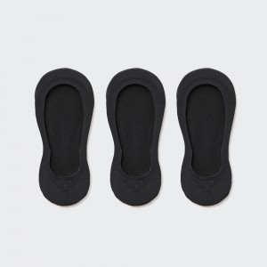 Black Uniqlo Sheer Invisible No Show Socks Three Pairs | XETYM-7124