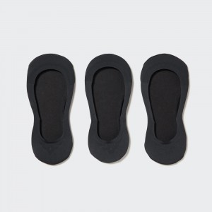 Black Uniqlo Sheer No Show Socks Three Pairs | KQIUR-7236