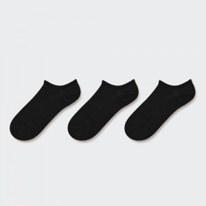 Black Uniqlo Short Socks Three Pairs | IVUTJ-2786