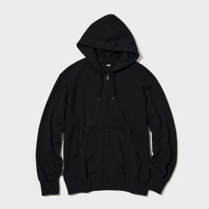 Black Uniqlo Sweat Zipped Hoodie | FXQBO-6195