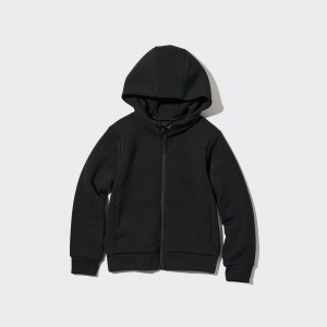 Black Uniqlo Ultra Stretch Dry Sweat Long Sleeve Full Zip Hoodie | EAJFP-1204