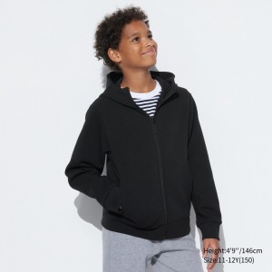 Black Uniqlo Ultra Stretch Dry Sweat Zipped Hoodie | SBZMI-5619