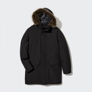 Black Uniqlo Ultra Warm Hybrid Down Coat | HLKET-8340