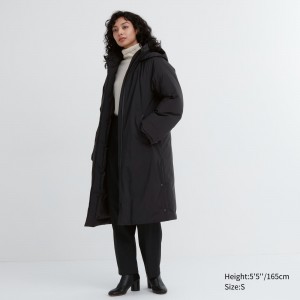 Black Uniqlo Ultra Warm Hybrid Down Long Coat | ARQEN-6859