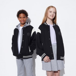Black Uniqlo Varsity Jacket | VXZAB-0892