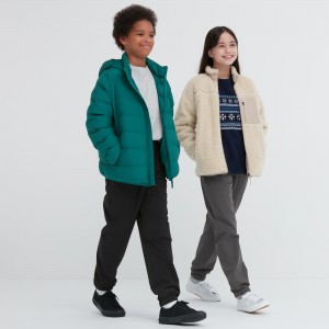 Black Uniqlo Warm Stretch Lined Joggers | PURHX-2196