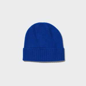 Blue Uniqlo 100pct Cashmere Knitted Beanie Hat | LRAHB-2509