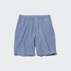 Blue Uniqlo Chambray Stretch Easy Shorts | OGRTV-0415