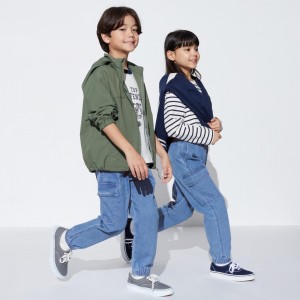 Blue Uniqlo Denim Stretch Cargo Joggers | DBLUM-9815