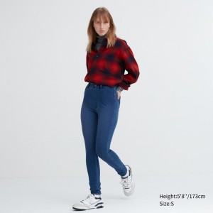 Blue Uniqlo Heattech Ultra Stretch Denim High Rise Leggings Trousers Long | VSCOD-1682