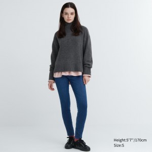 Blue Uniqlo Heattech Ultra Stretch Denim High Rise Leggings Trousers | XHYDU-2163