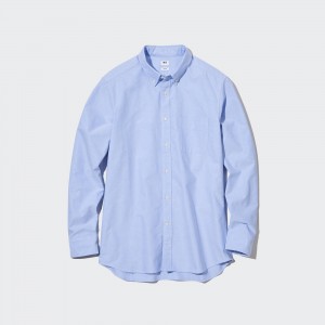 Blue Uniqlo Slim Fit Oxford Shirt Button Down Collar | DFOCM-4023