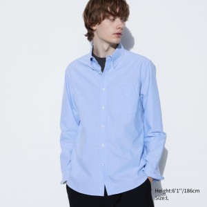 Blue Uniqlo Slim Fit Oxford Shirt | AOGTU-5210