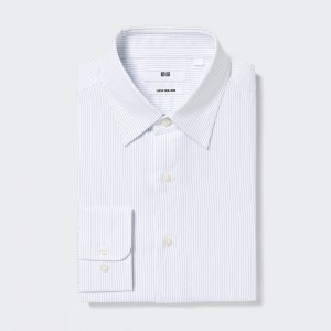 Blue Uniqlo Super Non Iron Regular Fit Striped Shirt Regular Collar | ONFLV-0579