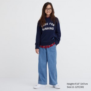 Blue Uniqlo Wide Straight Leg Jeans | JMELD-9413
