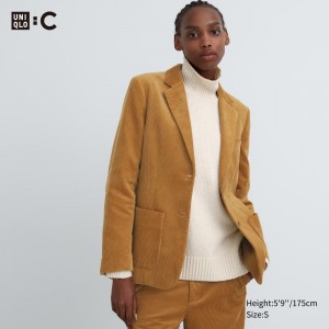 Brown Uniqlo Corduroy Blazer Jacket | DUJOH-9320