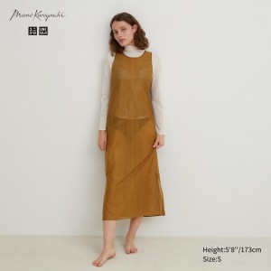 Brown Uniqlo Mesh Sleeveless Maxi Dress | PBTJH-7138