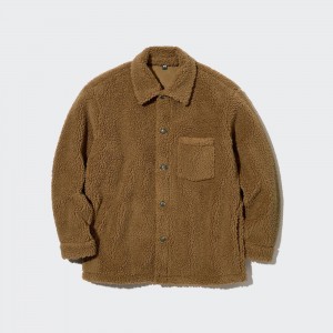 Brown Uniqlo Windproof Outer Fleece Shirt Jacket | MUSWA-2459