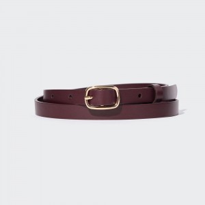 Burgundy Uniqlo Skinny Dress Belt | JDRHK-5437