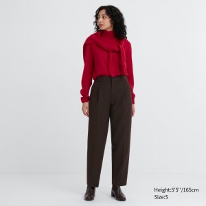 Dark Brown Uniqlo Heattech Pleated Trousers | ROVNW-1205