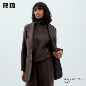 Dark Brown Uniqlo Jersey Tailored Jacket | LZFTH-8537
