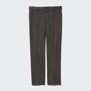 Dark Brown Uniqlo Smart Houndstooth Ankle Length Trousers Long | GDWVT-5046