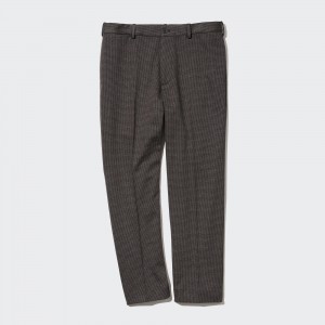 Dark Brown Uniqlo Smart Houndstooth Ankle Length Trousers | CFUYN-6134